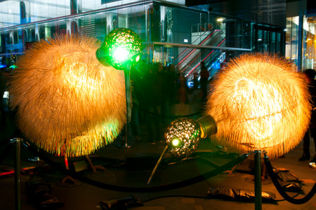 PERTH, AUSTRALIA - June 29, 2018: Brookfield Winter Lights displaying 8-bit video games on buildingsのeditorial素材