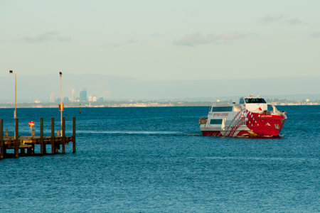ROTTNEST ISLAND, AUSTRALIA - October 24, 2017: Rottnest Express ferry is a daily service carrying passengers from Perth to the islandのeditorial素材