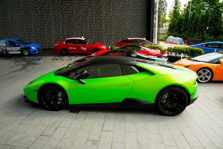 SINGAPORE CITY, SINGAPORE - April 12, 2019: Lamborghini Huracan model with its V10 engine and 610 HPのeditorial素材