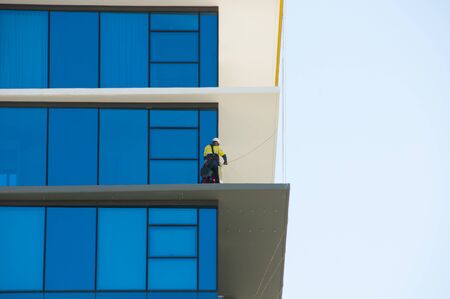 Windows Cleaning on City Buildingの写真素材