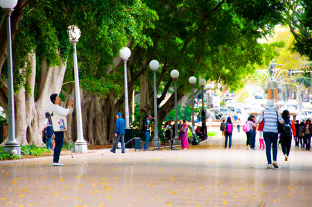 Sydney, Australia - April 4, 2018: Hyde Park located in the central business district of Sydneyのeditorial素材