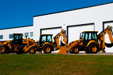 Charlottetown, Canada - August 9, 2016: Models of CAT brand backhoe loaders on displayのeditorial素材