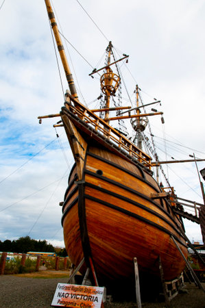 Punta Arenas, Chile - February 10, 2015: Magellan replica ship at the Nao Victoria Museumのeditorial素材