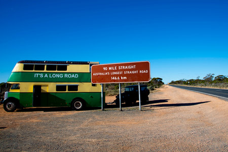 The Longest Straight Road in Australiaの写真素材