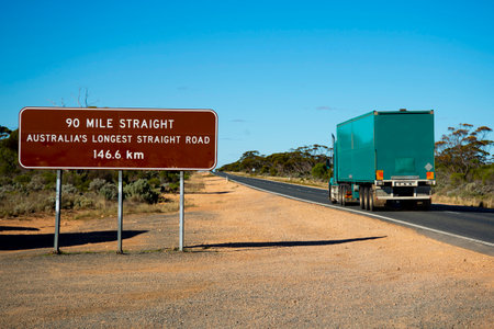 The Longest Straight Road in Australiaの写真素材