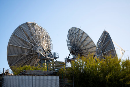 Satellite dishes in the city of Barcelona, Catalonia, Spain.の写真素材