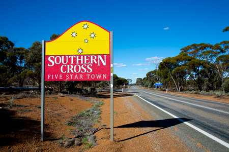 Southern Cross Town Sign - Australiaの写真素材