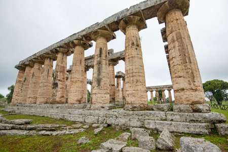Temple of Hera in Archaeological Park of Paestum - Italyの写真素材