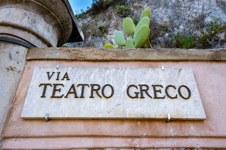 Street Sign in Taormina - Italyの写真素材
