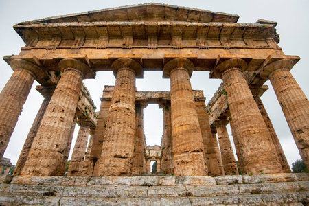 Temple of Poseidon in Archaeological Park of Paestum - Italyの写真素材