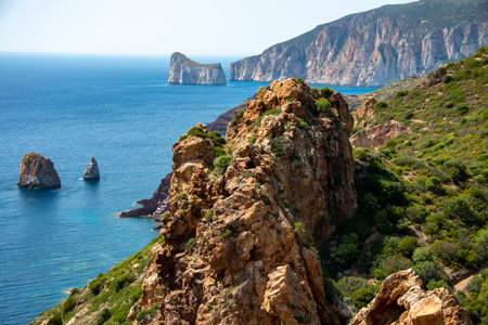 Panoramic Lookout in Nebida - Sardinia - Italyの写真素材