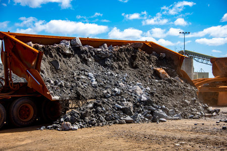 Truck Dumping Ore from Mineの写真素材