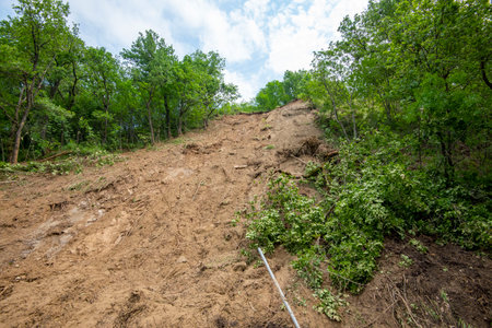 Landslide Collapse in Rural Areaの写真素材