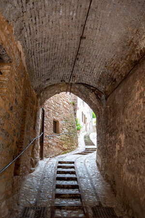 Cobblestone Pedestrian Alley in Spello - Italy