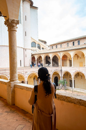 Courtyard of the Friary - Assisi - Italyの写真素材