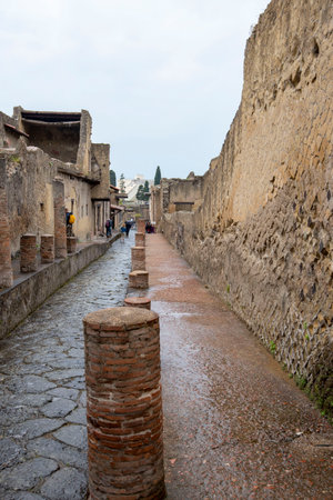 Ancient Stone Street in Herculaneum - Italyの写真素材