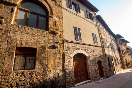 Pedestrian Alley - San Gimignano - Italyの写真素材