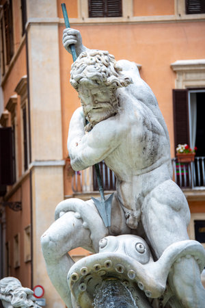 Neptune Fountain - Rome - Italyの写真素材
