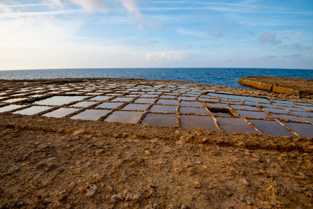 Xwejni Salt Pans on Gozo Island - Maltaの写真素材