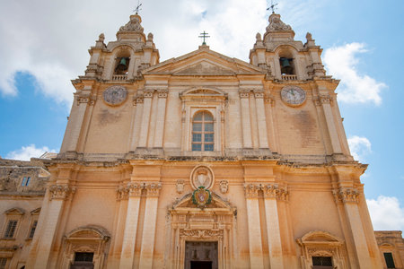 St Paul's Cathedral - Mdina Old City - Maltaの写真素材