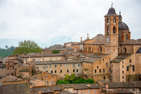 Panoramic view of an ancient town in Italyの写真素材