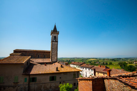 Siena, Tuscany, Italy. Panoramic view of the old townの写真素材