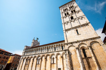 Tower of the cathedral in Lucca, Tuscany, Italyの写真素材