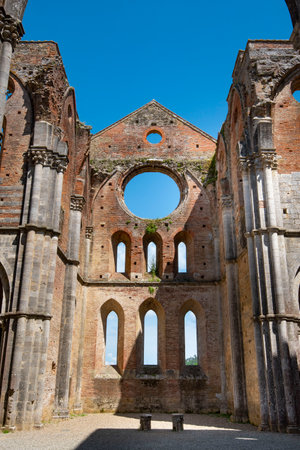 Ruins of the Abbey of San Galgano, Tuscany, Italyの写真素材