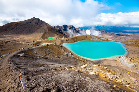 Emerald Lakes in Tongariro National Park - New Zealandの写真素材