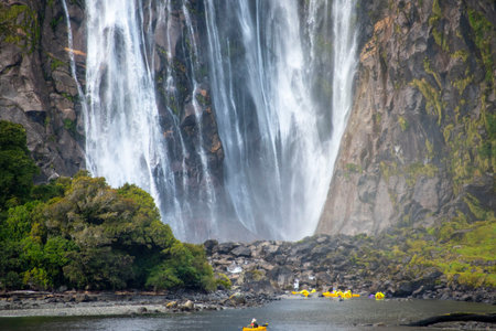 Bowen Falls in Milford Sound - New Zealandの写真素材