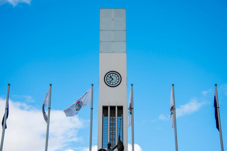 The clock tower in Frankfurt, Germany