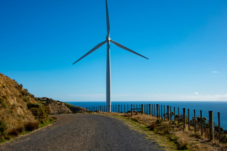 Wind Turbine on the Atlantic Ocean in Tenerife Canary Islands Spainの写真素材