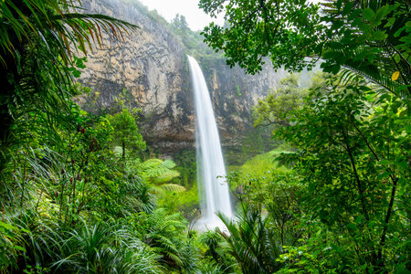 Waterfall in the rainforest of the island of Borneo.