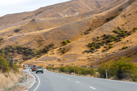 Asphalt road in the mountains. Landscape of the mountains.