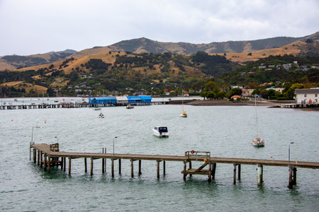 Main Wharf in Akaroa - New Zealandの写真素材
