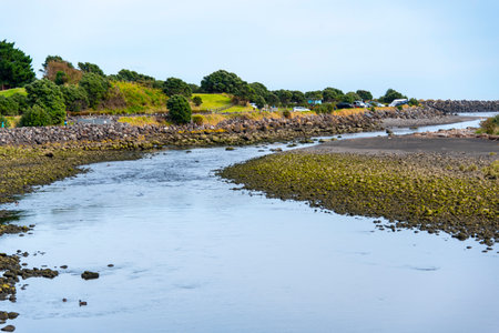 Waiwhakaiho River in New Plymouth - New Zealandの写真素材
