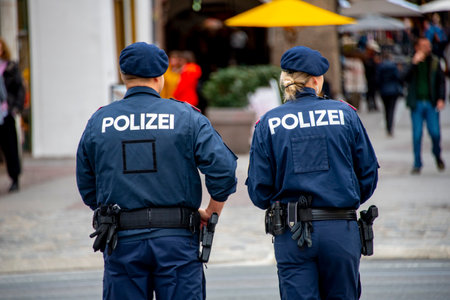 Police Force Patrolling in Austriaの写真素材