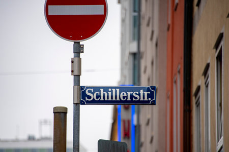 Schiller Street Sign in Munich - Germanyの写真素材