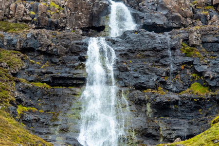 Svartidalurfoss Waterfall - Faroe Islandsの写真素材