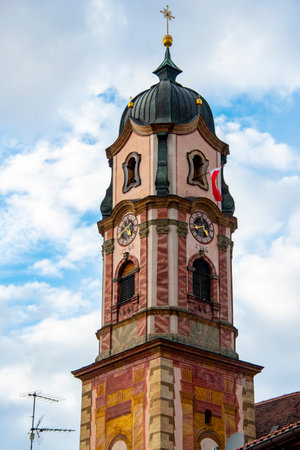 Parish Church of St Peter and Paul in Mittenwald - Germanyの写真素材