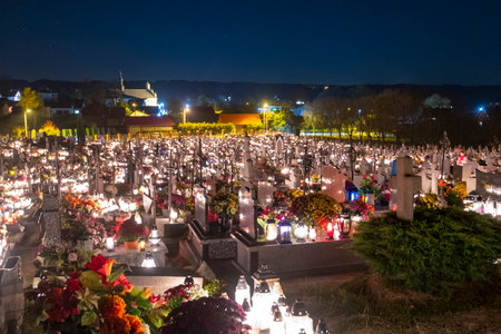 Flowered Graves on All Saints Dayの写真素材