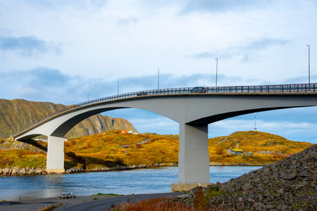 Flakstad Bridge in Lofoten - Norwayの写真素材