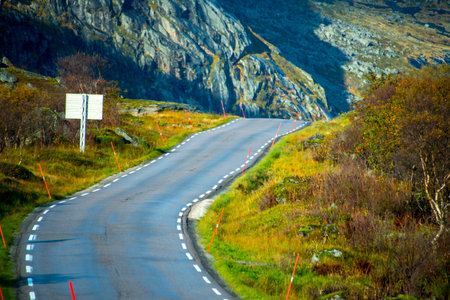 European Route E10 in Lofoten - Norwayの写真素材