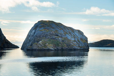Brattholmen Rock in Nusfjord - Norwayの写真素材
