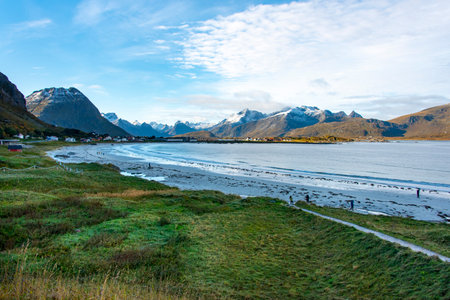 Ramberg Beach in Lofoten - Norwayの写真素材