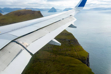 Plane Landing in Faroe Islandsの写真素材