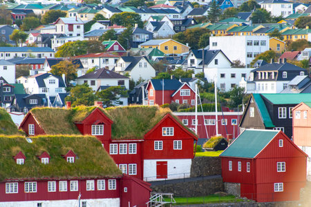 Residential Houses in Torshavn - Faroe Islandsの写真素材