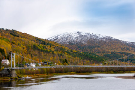 Elvenes Bridge on Malselva River - Norwayの写真素材