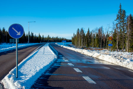 Swedish County Road 395 in Laplandの写真素材