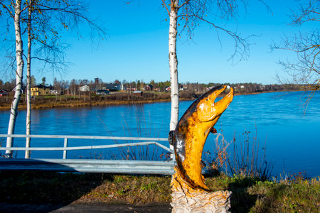 The Torne River in Sweden and Finland Borderの写真素材